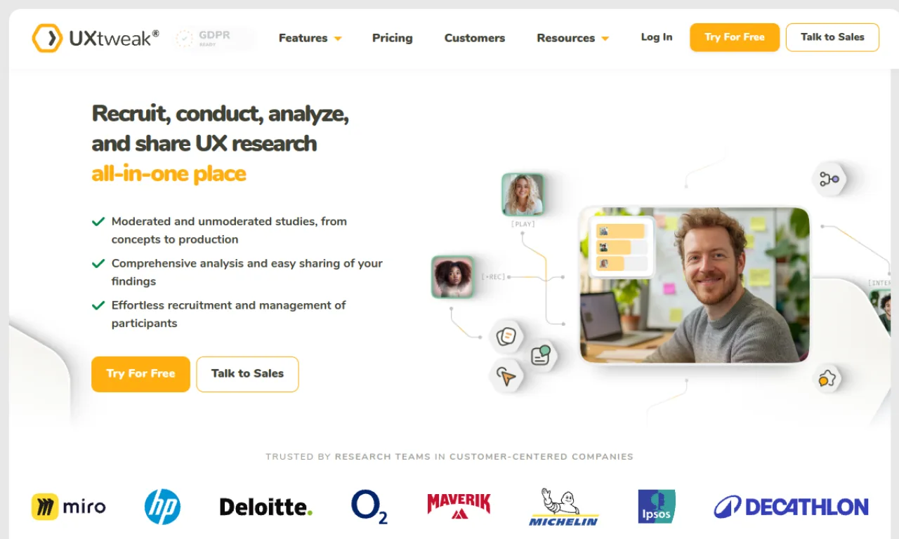 Screenshot of UXtweak website