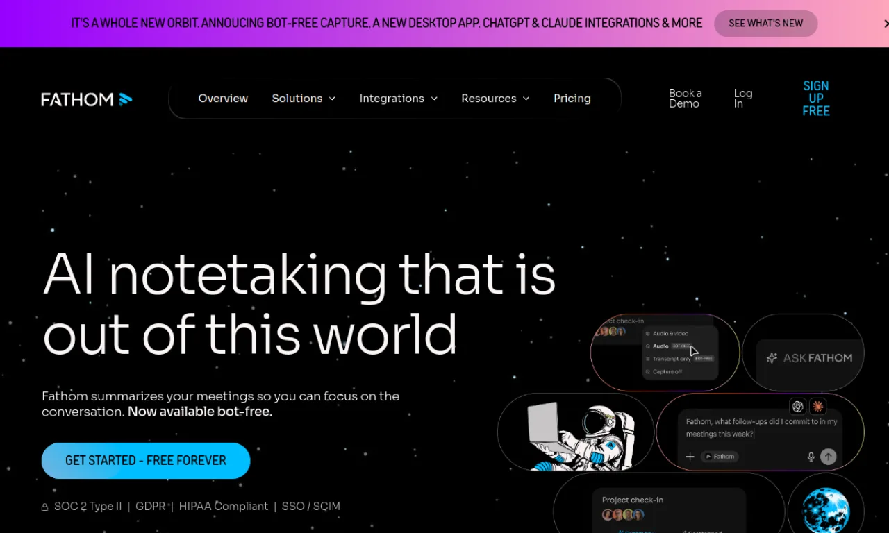 Screenshot of Fathom website