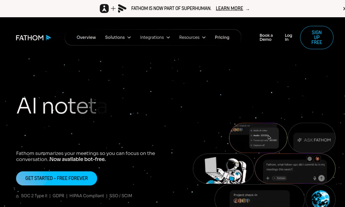 Screenshot of Fathom website