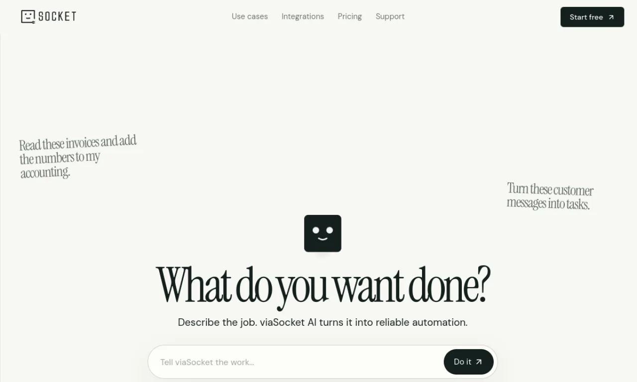 Screenshot of Viasocket website
