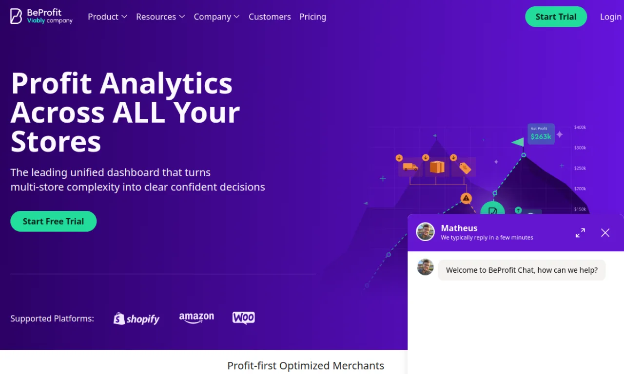 Screenshot of BeProfit website