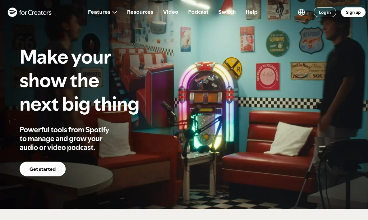 Screenshot of Spotify for Podcasters website