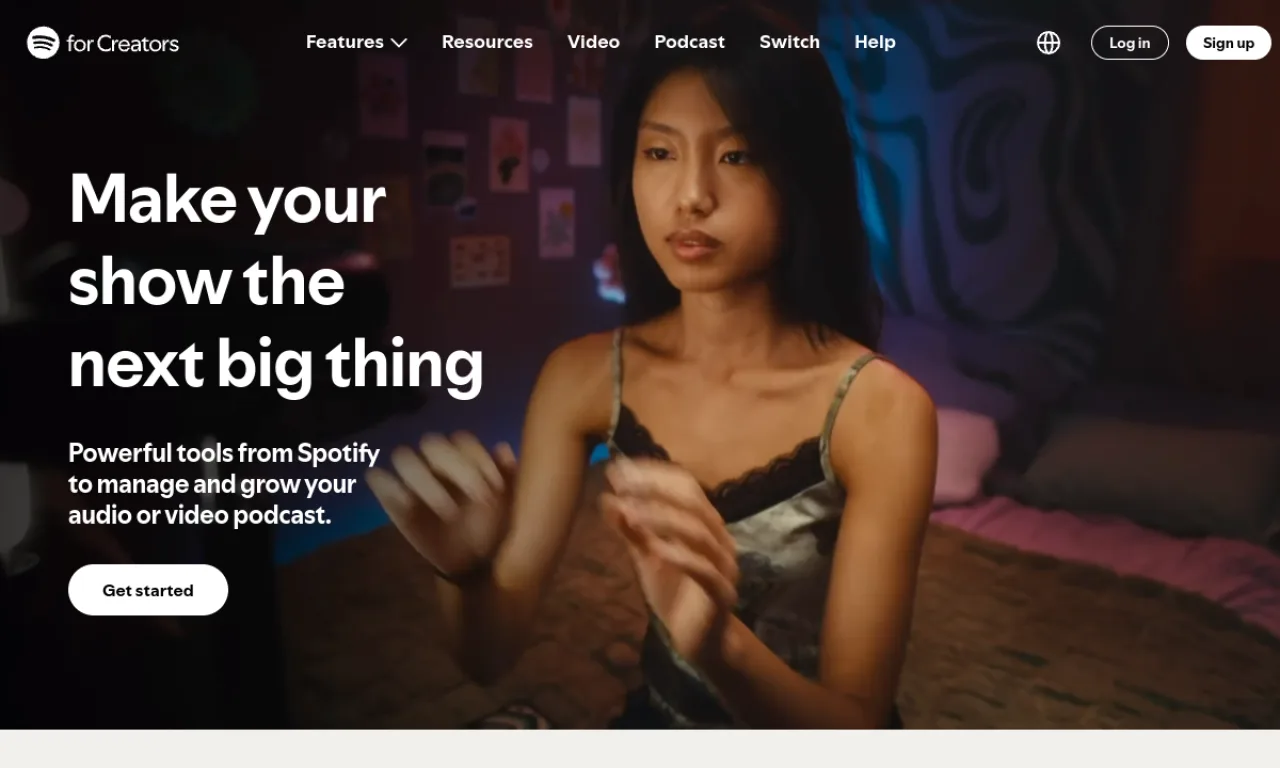 Screenshot of Spotify for Podcasters website