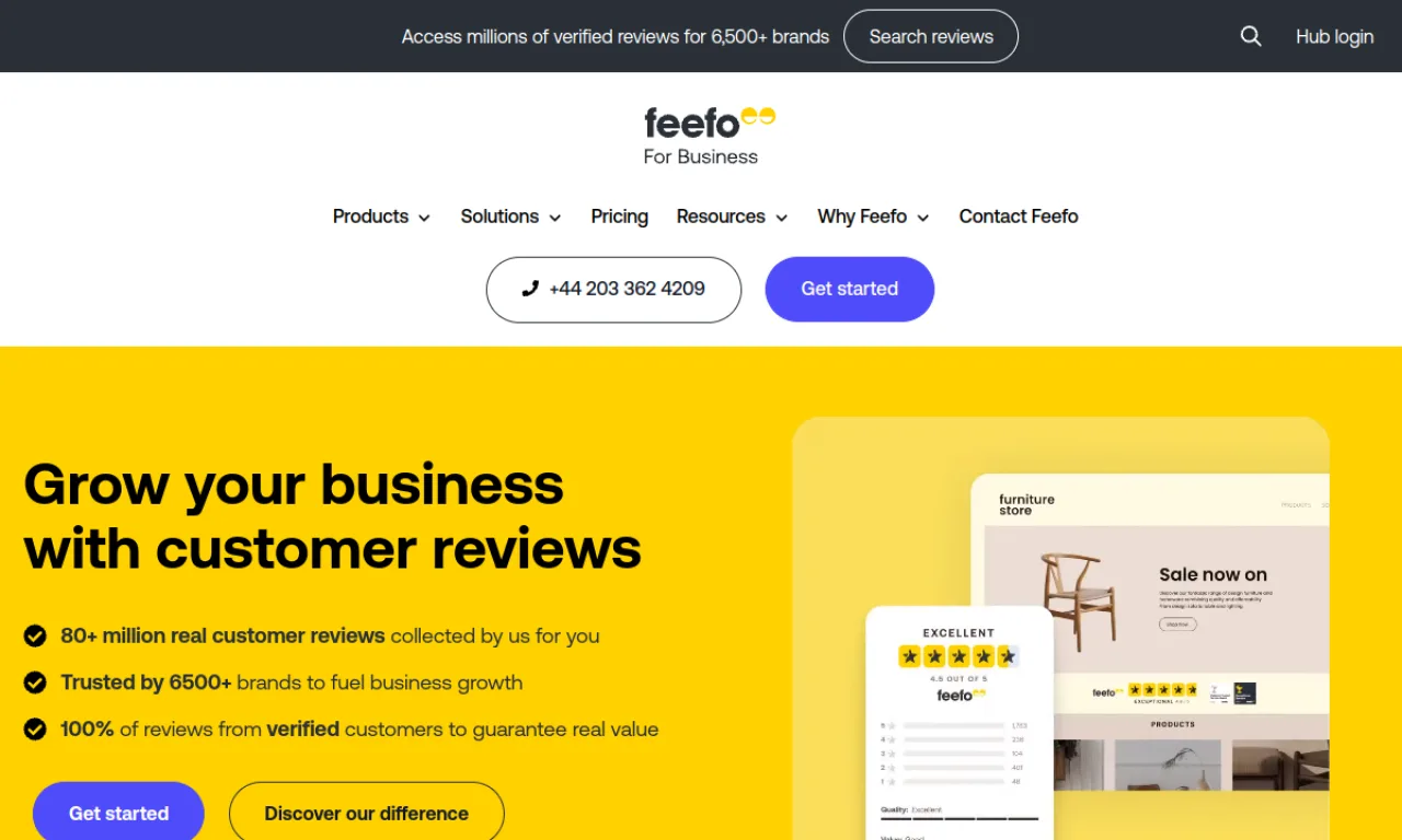 Screenshot of Feefo website