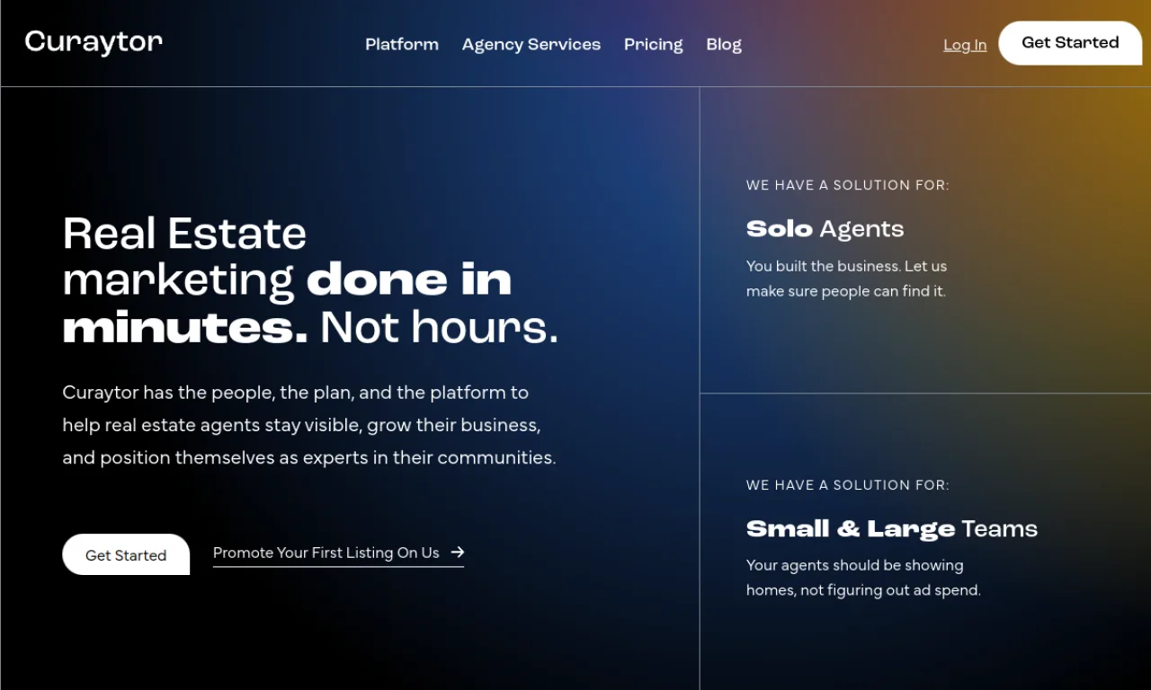 Screenshot of Curaytor website
