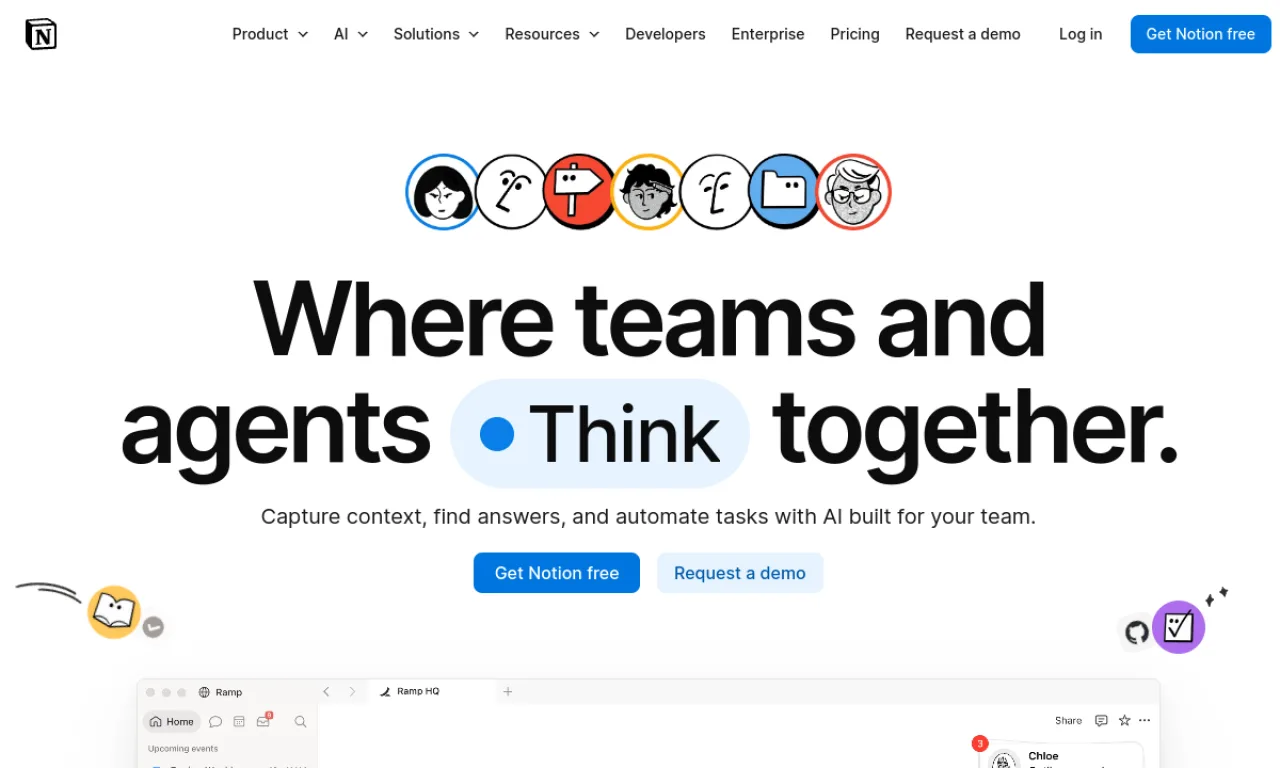 Screenshot of Notion AI website