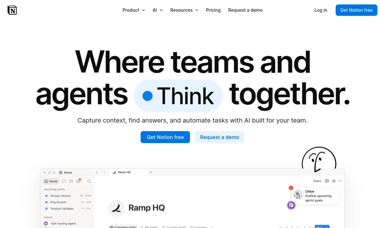 Screenshot of Notion AI website