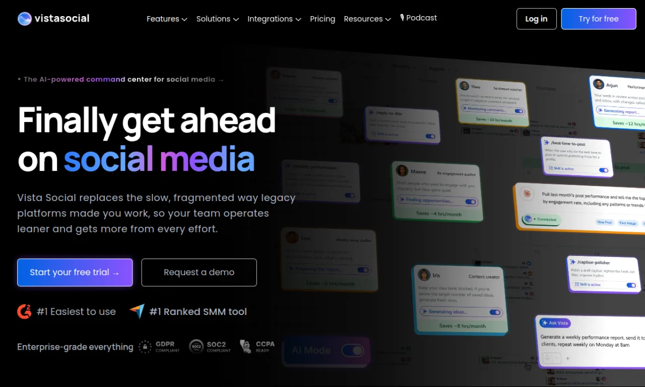 Screenshot of Vista Social website