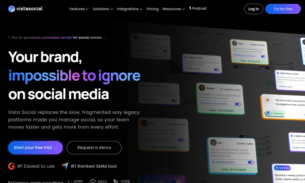 Screenshot of Vista Social website