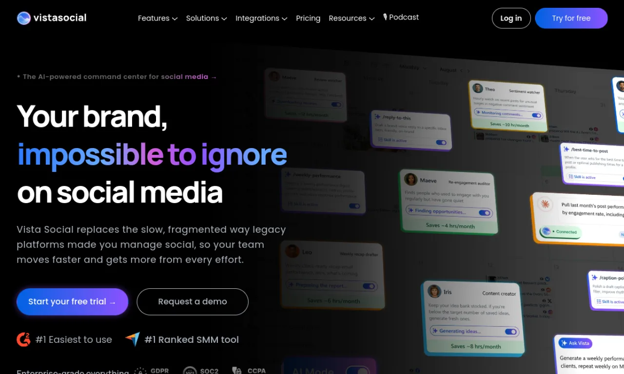 Screenshot of Vista Social website