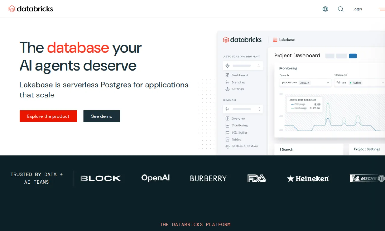 Screenshot of Databricks website