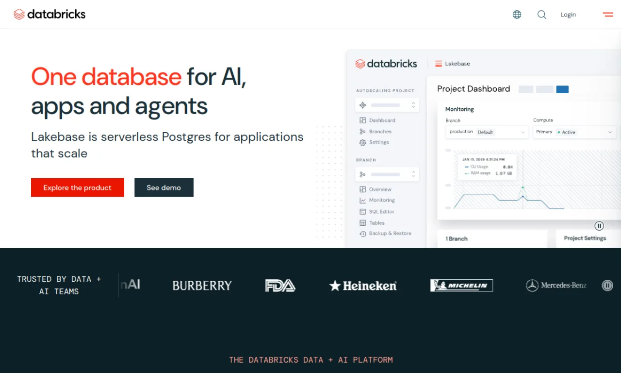 Screenshot of Databricks website