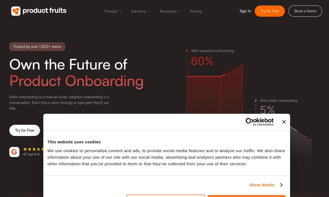 Screenshot of Product Fruits website