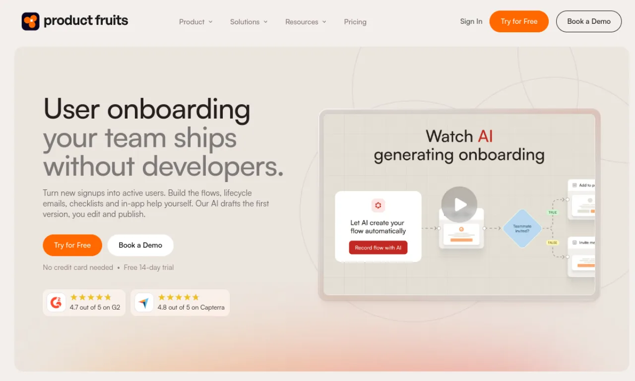 Screenshot of Product Fruits website