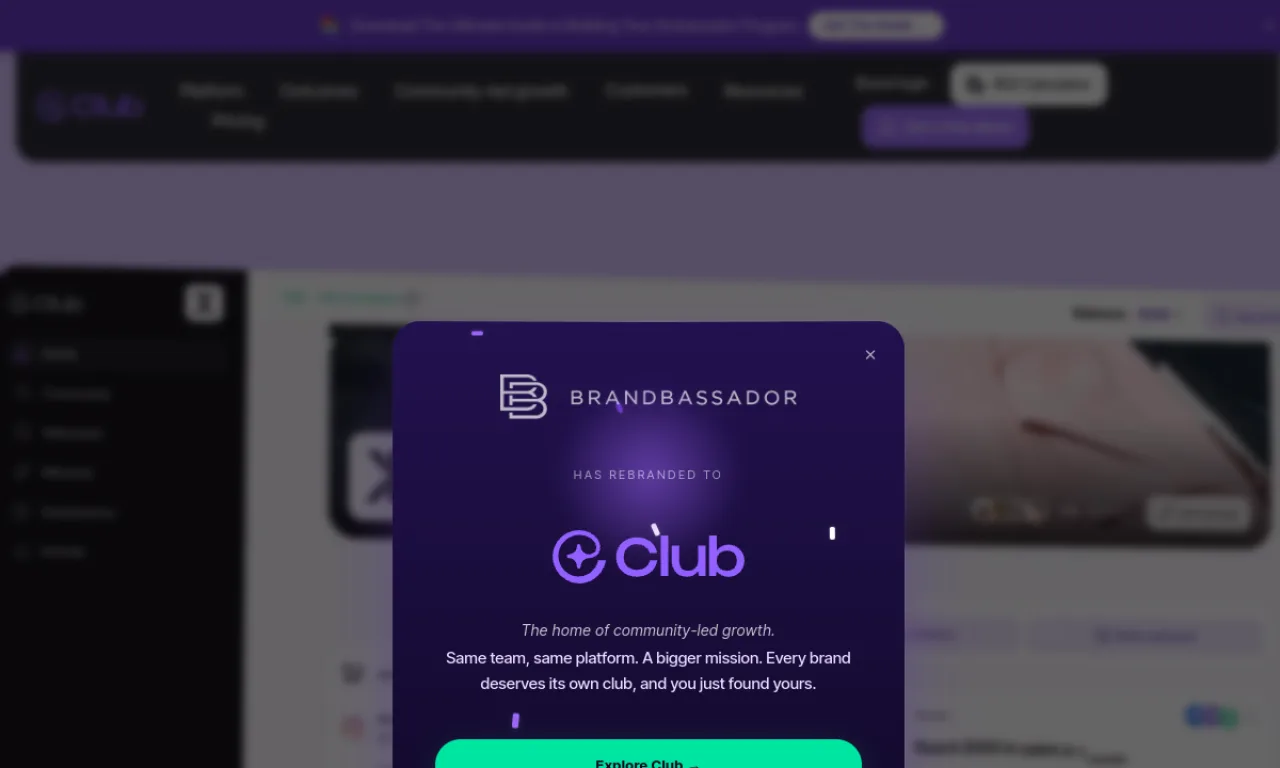 Screenshot of Brandbassador website
