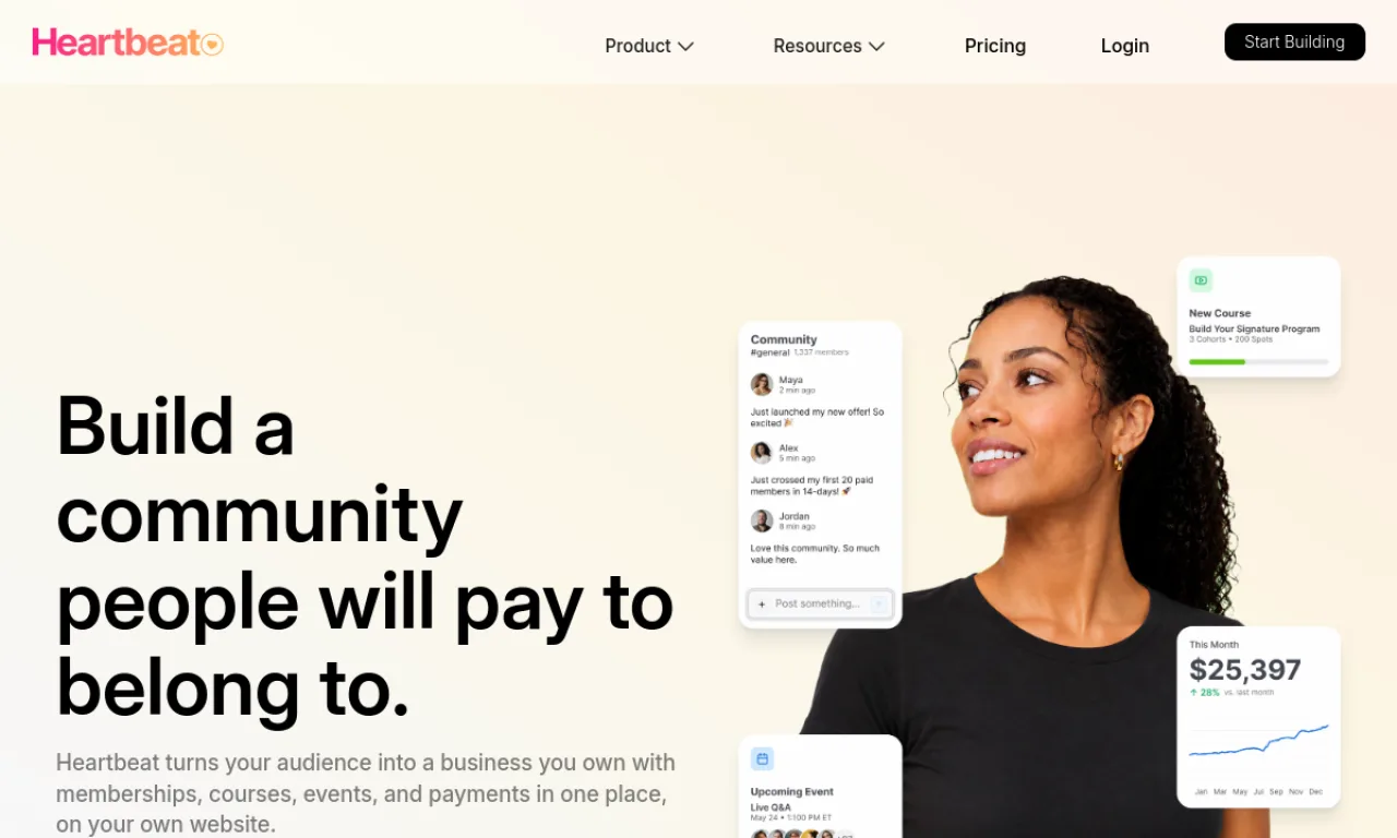 Screenshot of Heartbeat website