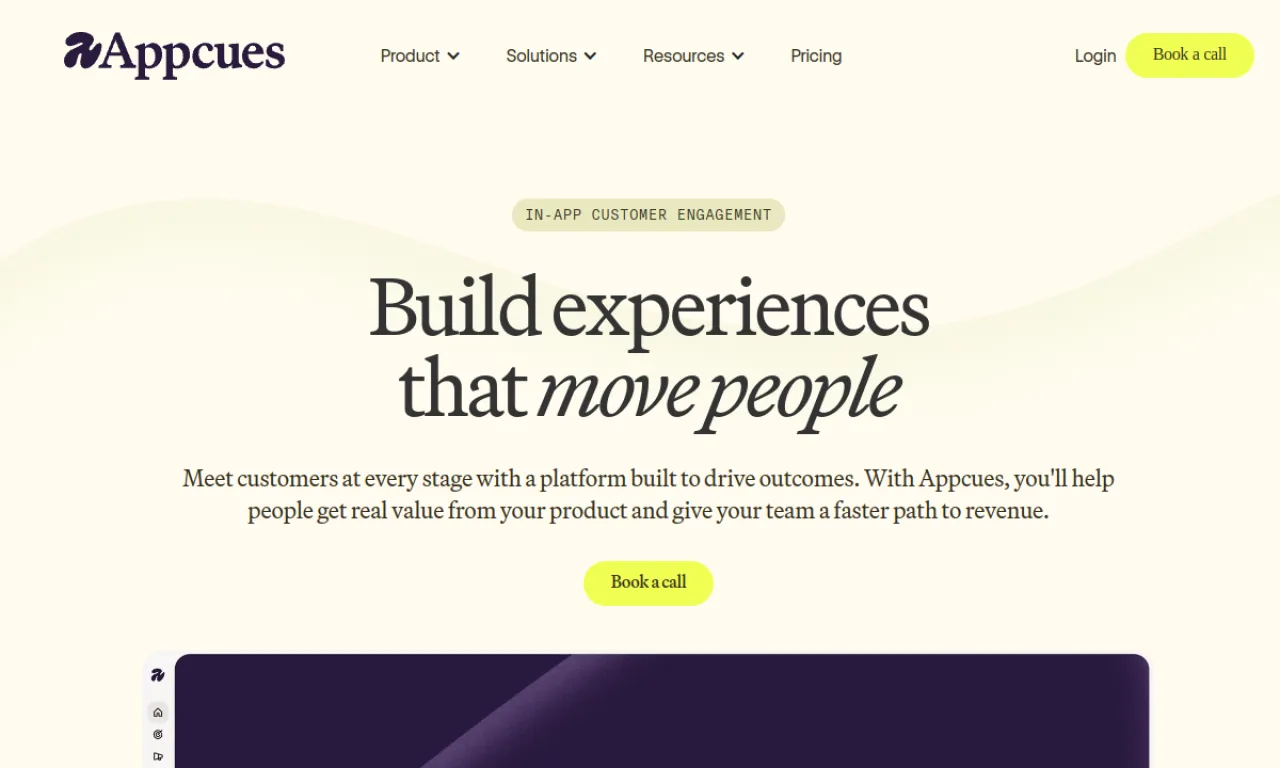 Screenshot of Appcues website