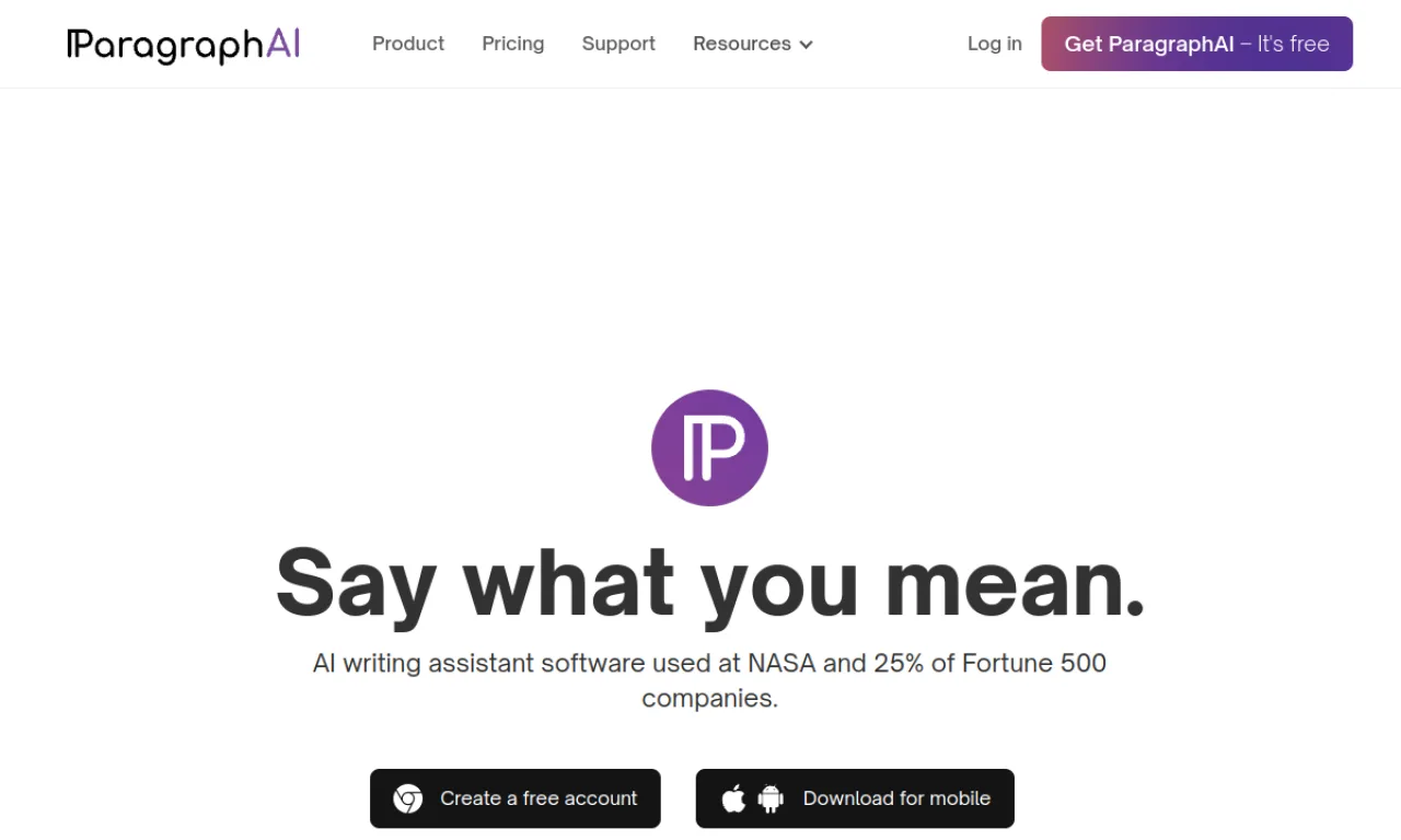 Screenshot of ParagraphAI website