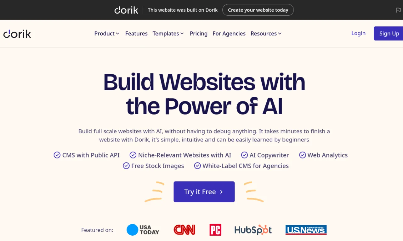 Screenshot of Dorik website
