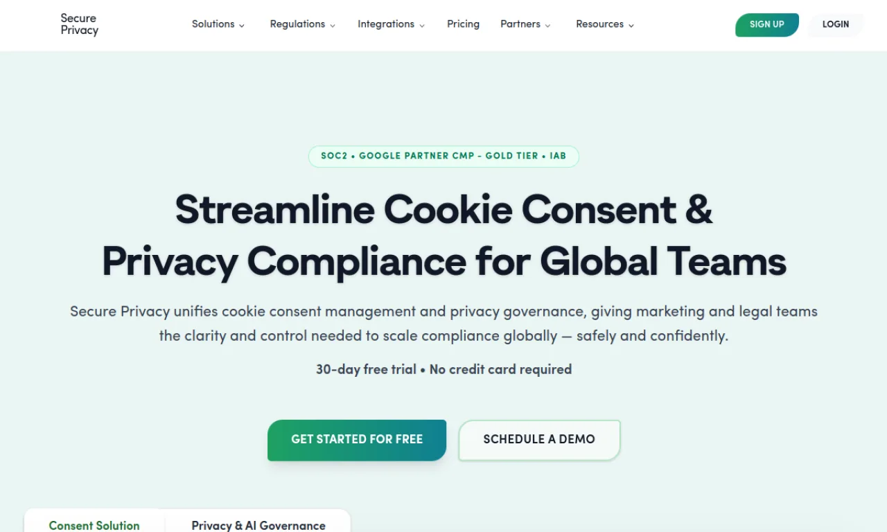 Screenshot of SecurePrivacy website