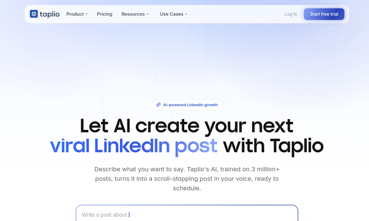 Screenshot of Shield / Taplio Analytics website