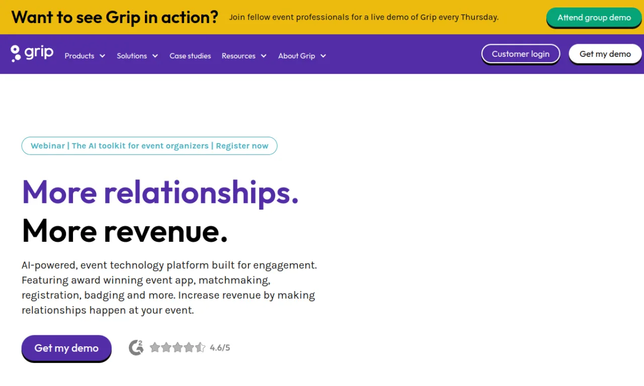 Screenshot of Grip website