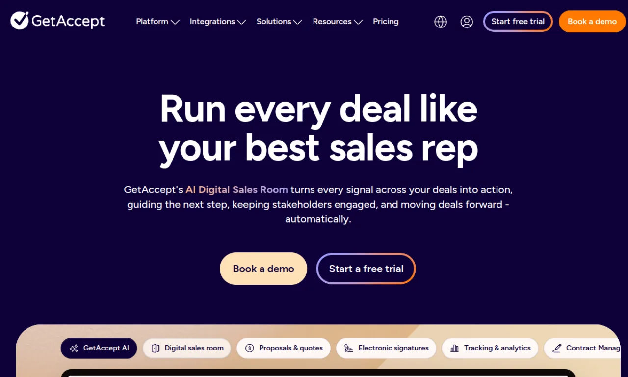 Screenshot of GetAccept (eSign) website