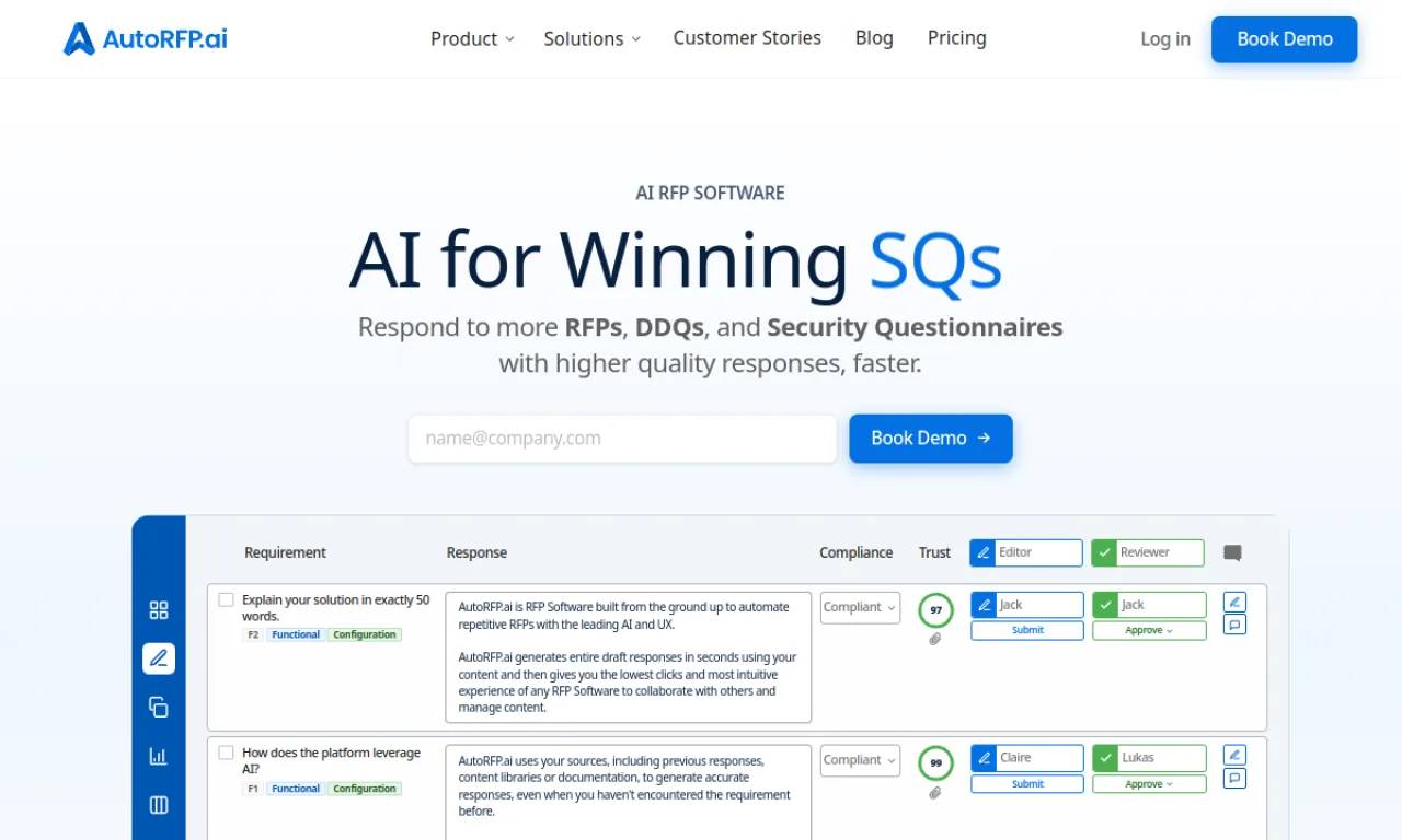 Screenshot of AutoRFP.ai website
