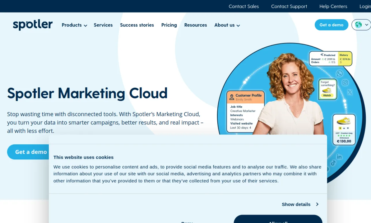 Screenshot of Spotler CRM website