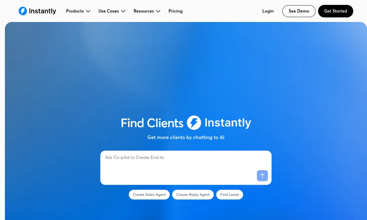 Screenshot of Instantly.ai website