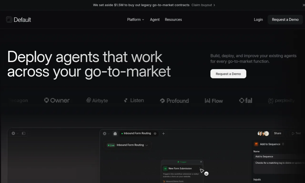 Screenshot of Default Inbound website