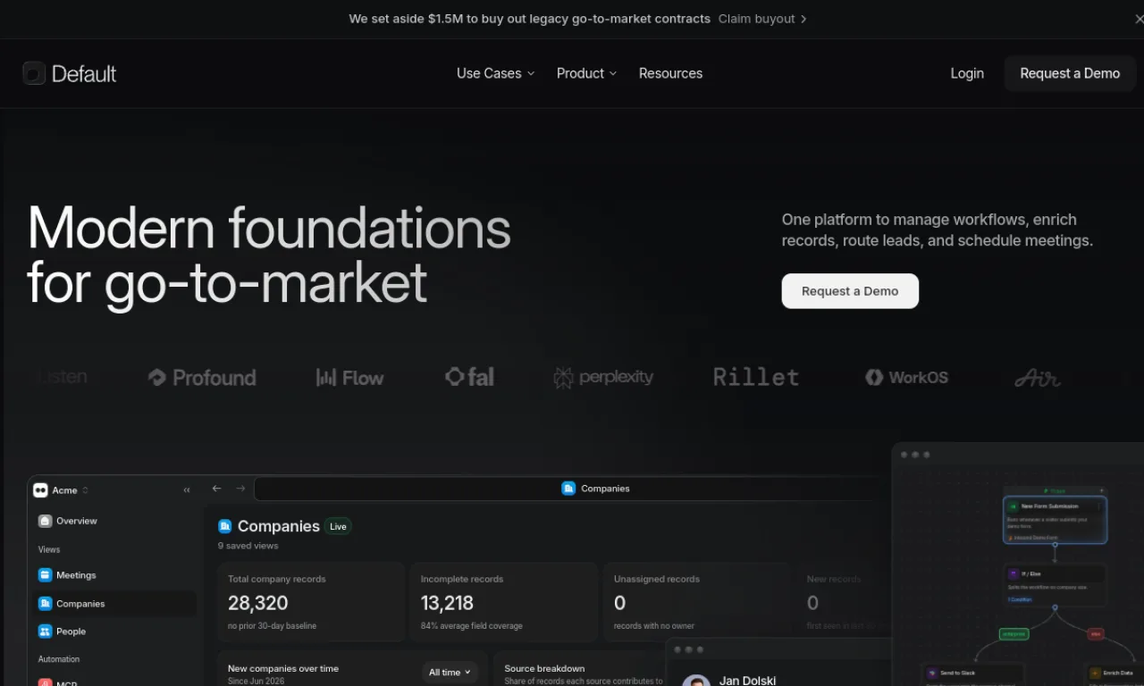 Screenshot of Default Inbound website
