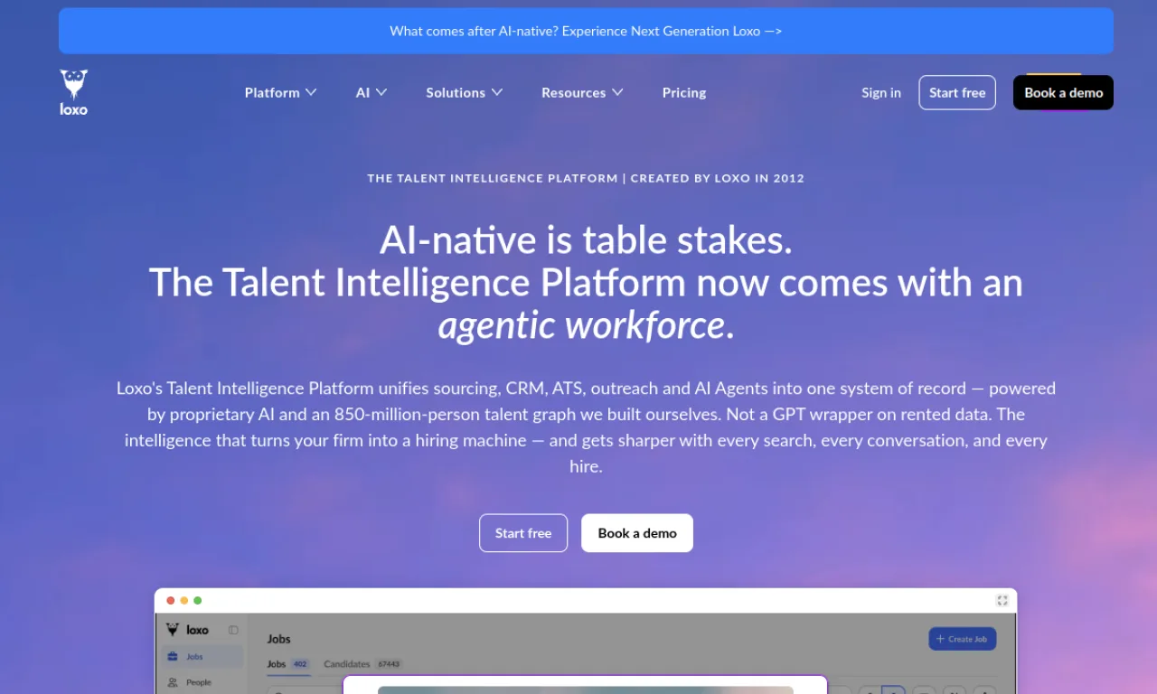 Screenshot of Loxo website