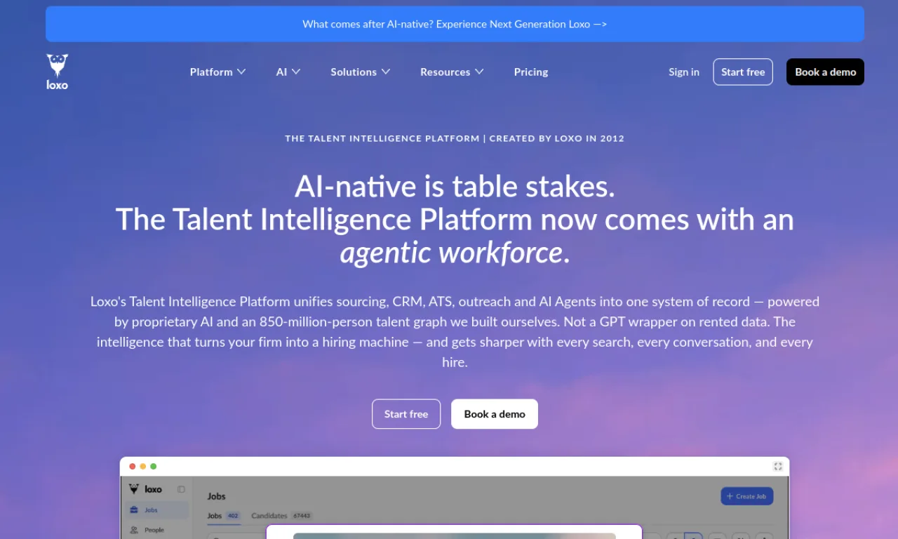 Screenshot of Loxo website