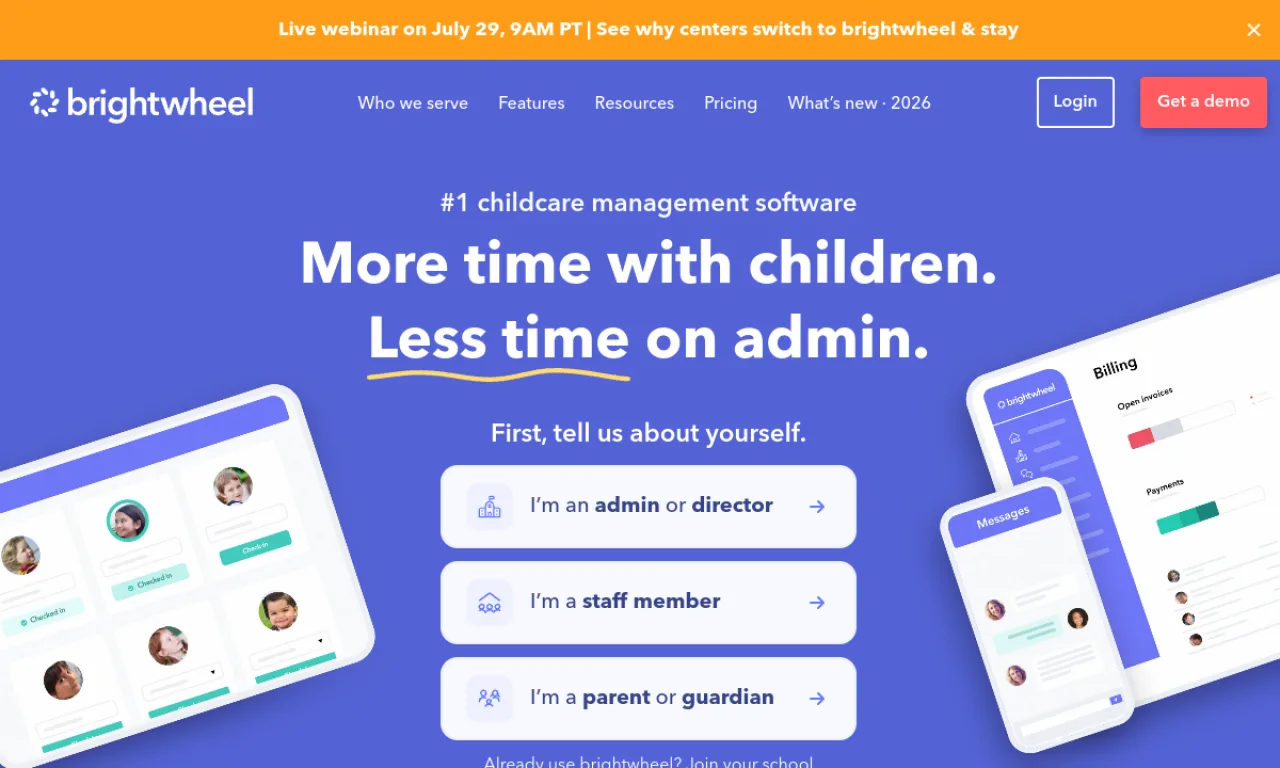 Screenshot of BrightWheel website