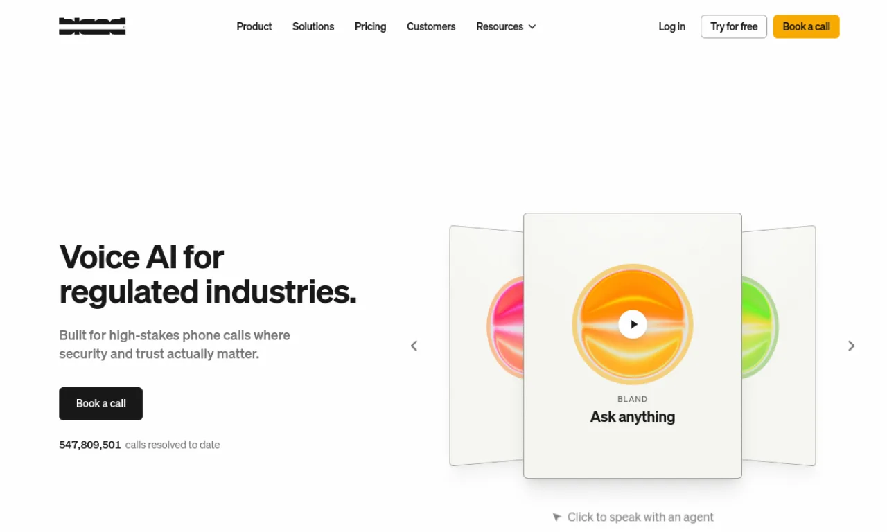 Screenshot of Bland AI website