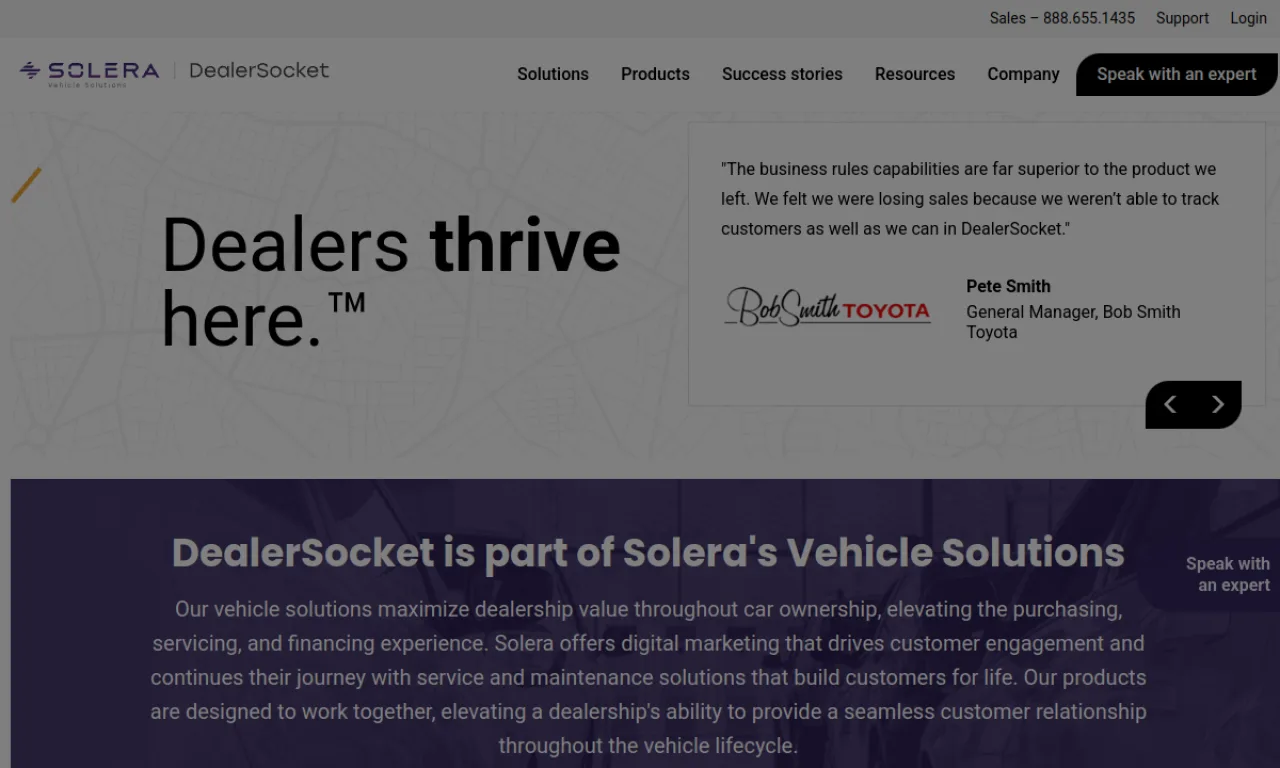 Screenshot of DealerSocket website