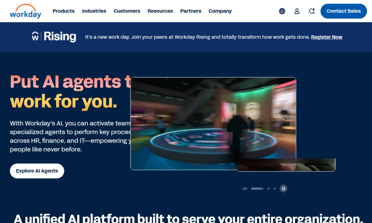 Screenshot of Workday website