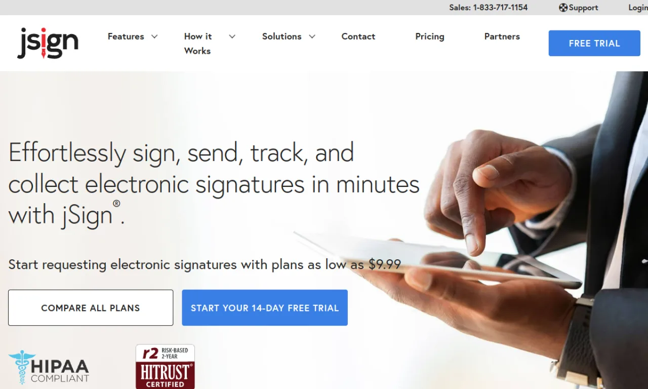 Screenshot of jSign website