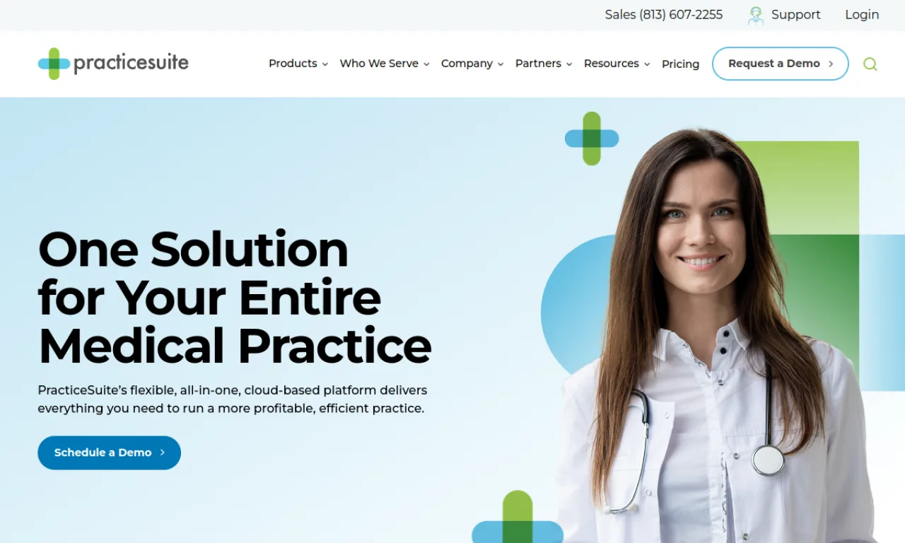 Screenshot of PracticeSuite website