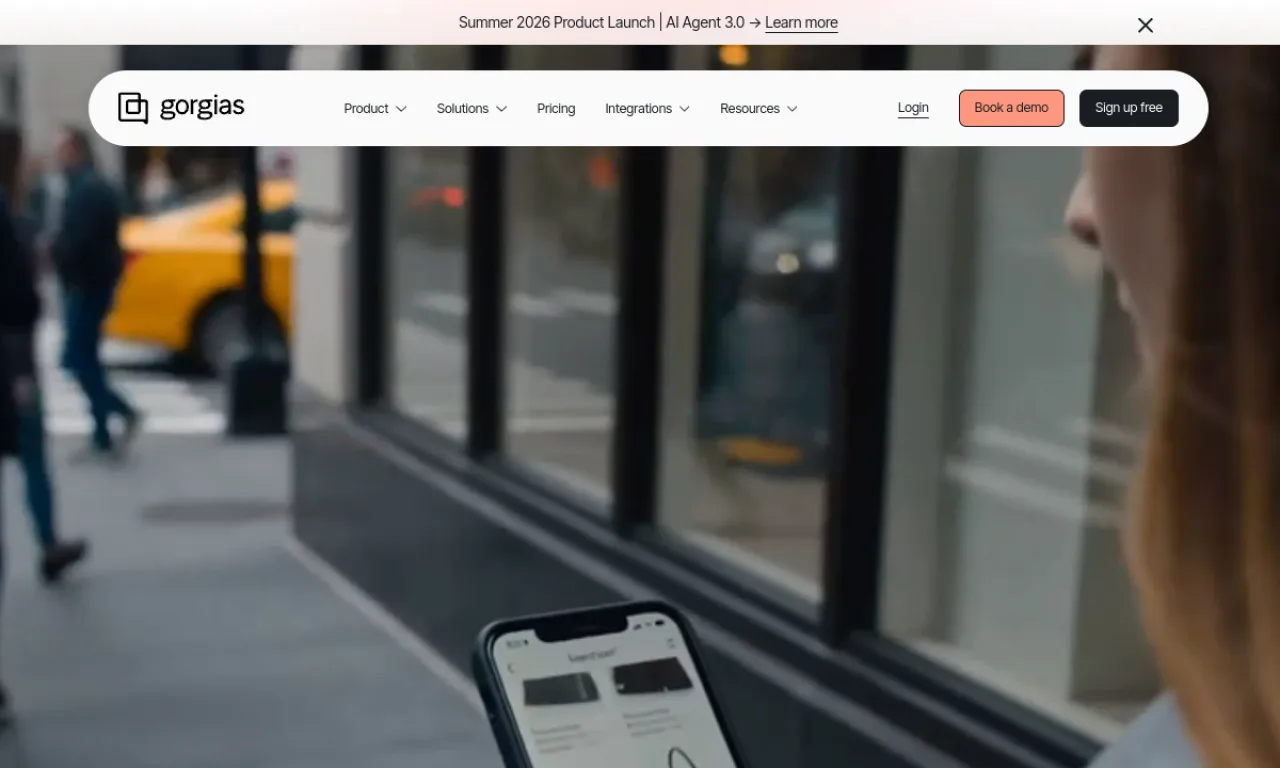 Screenshot of Gorgias Convert website