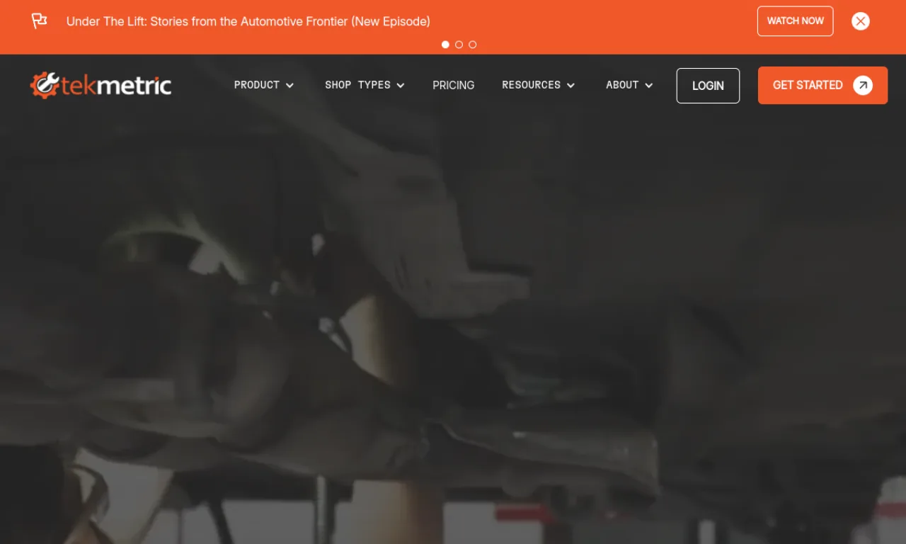 Screenshot of Tekmetric website