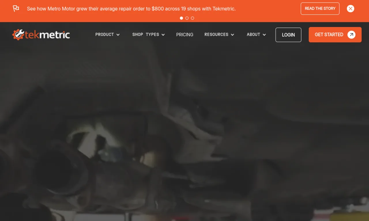 Screenshot of Tekmetric website