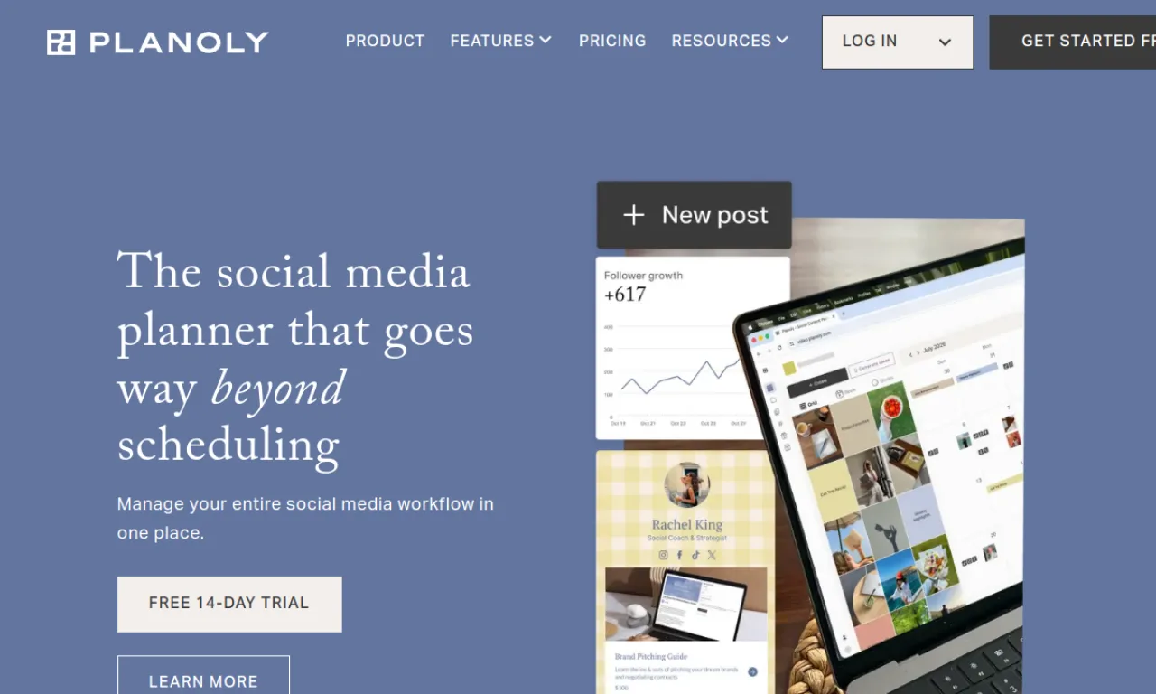 Screenshot of Planoly website