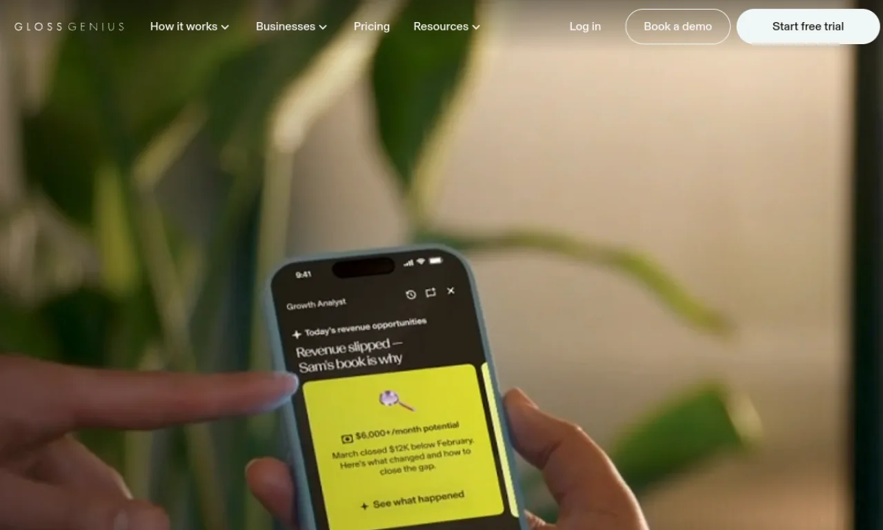 Screenshot of GlossGenius website