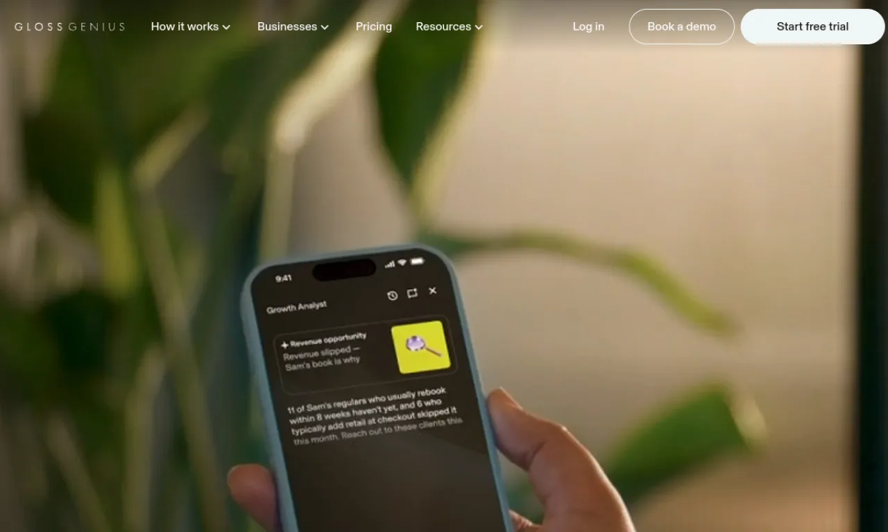 Screenshot of GlossGenius website