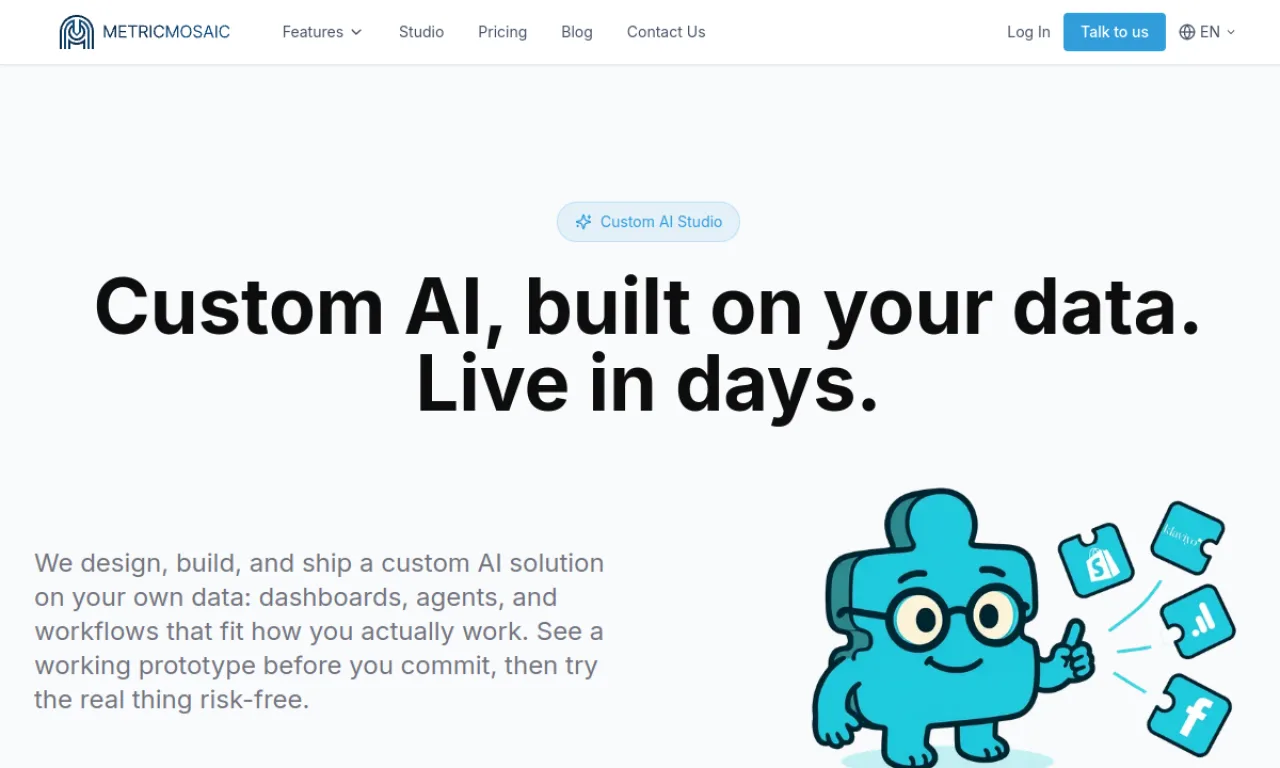 Screenshot of MetricMosaic website