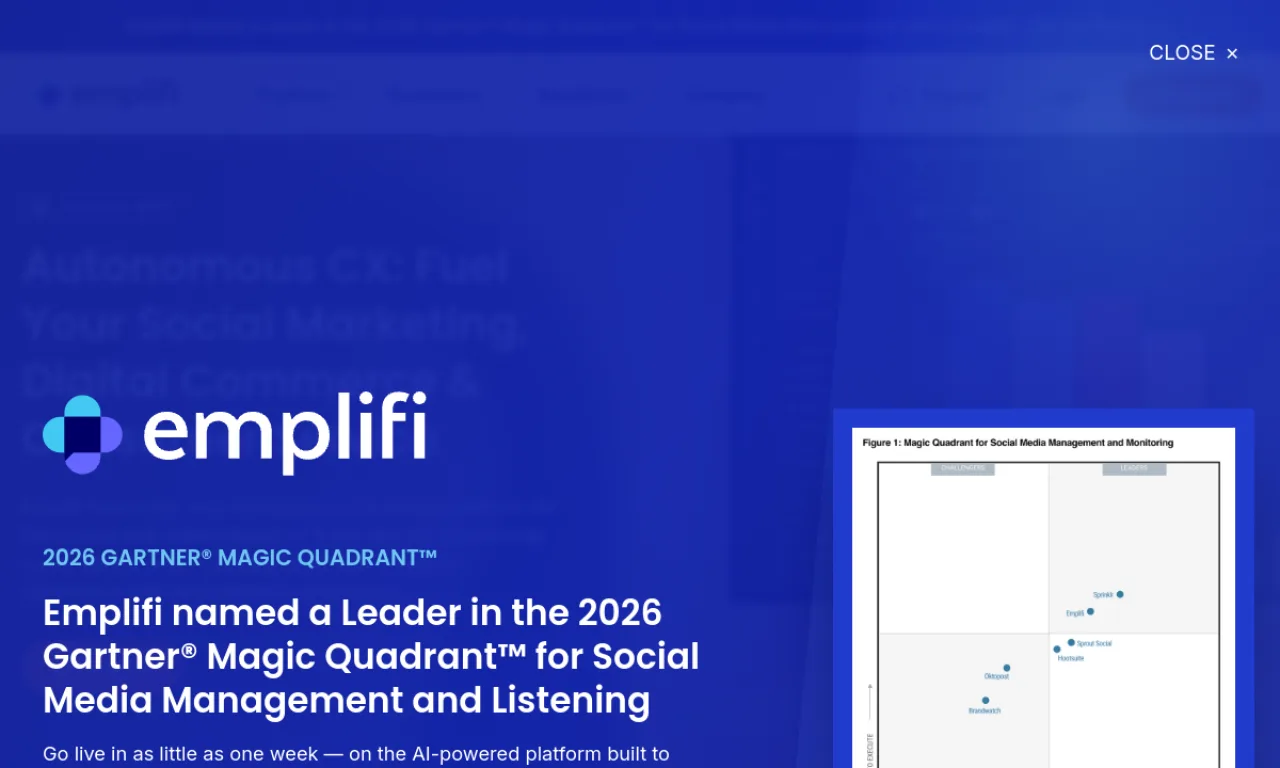 Screenshot of Emplifi website