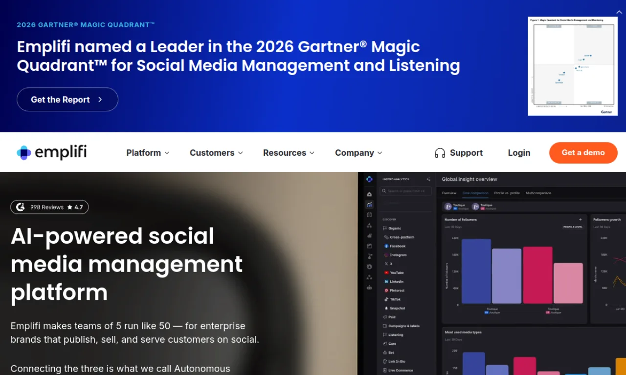 Screenshot of Emplifi website