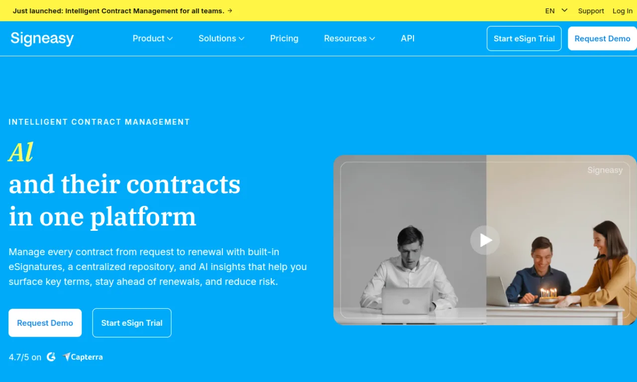 Screenshot of SignEasy website